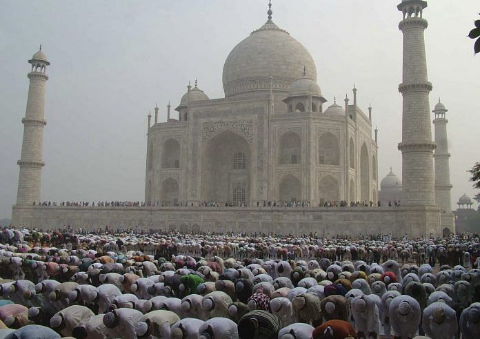 Eid al-Adha morning prayers in the Taj Mahal premises | STRDEL/AFP/Getty Images