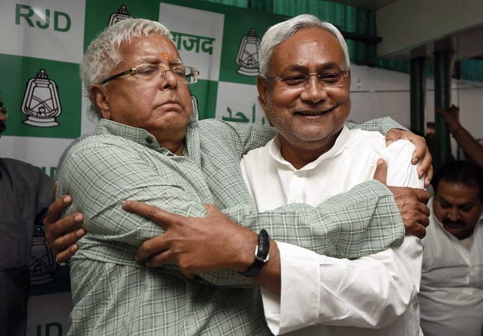 Just like the mahagatbandhan of the 2015, a Lalu-Nitish alliance is beneficial to both | Arun Sharma/Hindustan Times via Getty Images