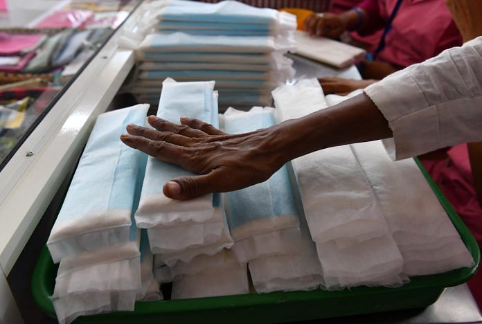 A sanitary pad producing unit in Mumbai | Indranil Mukherjee/AFP/Getty Images