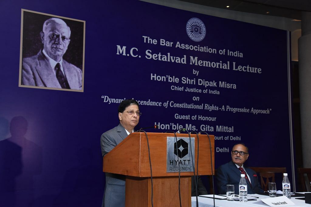 CJI Dipak Misra delivers his speech at M.C. Setalvad Memorial Lecture | ThePrint.in