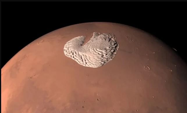 A screengrab from the Martian poles