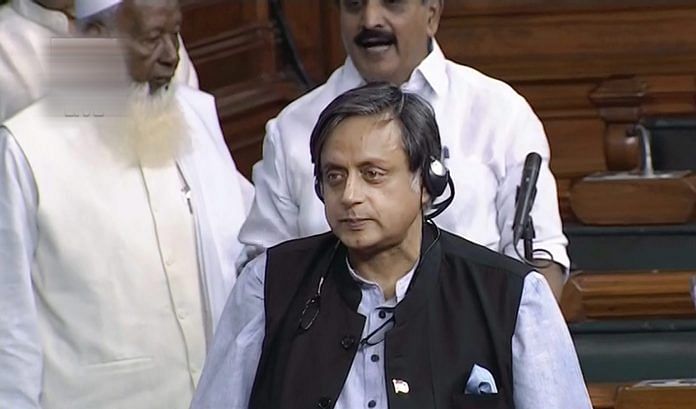 Tharoor attending the first day of the monsoon session in Parliament, 2018.