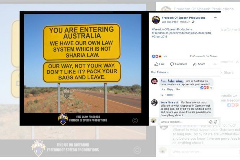 Australian signboard with anti-Sharia elements is actually a road train warning sign