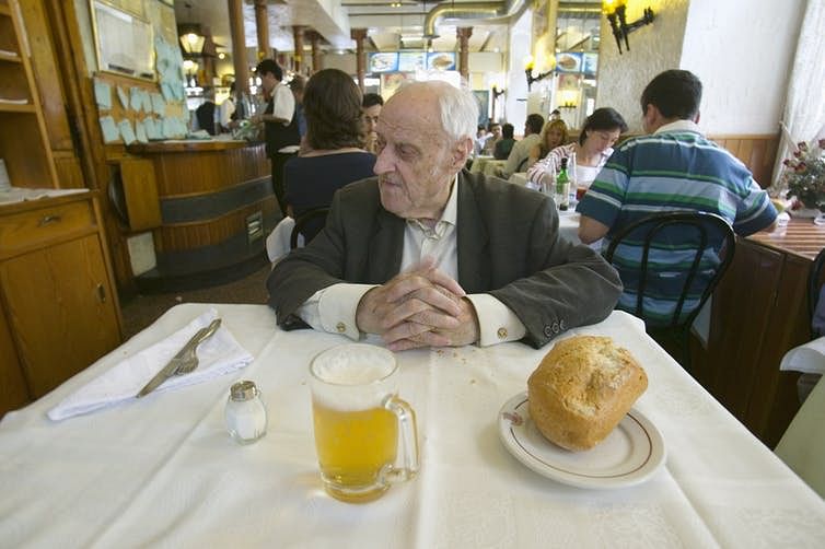 Meaningless? A centenarian sits down for a beer and food | Joseph Sohm/The Conversation