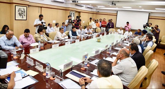 The 15th Finance Commission during a meeting in New Delhi | @PiyushGoyalOffc/Twitter