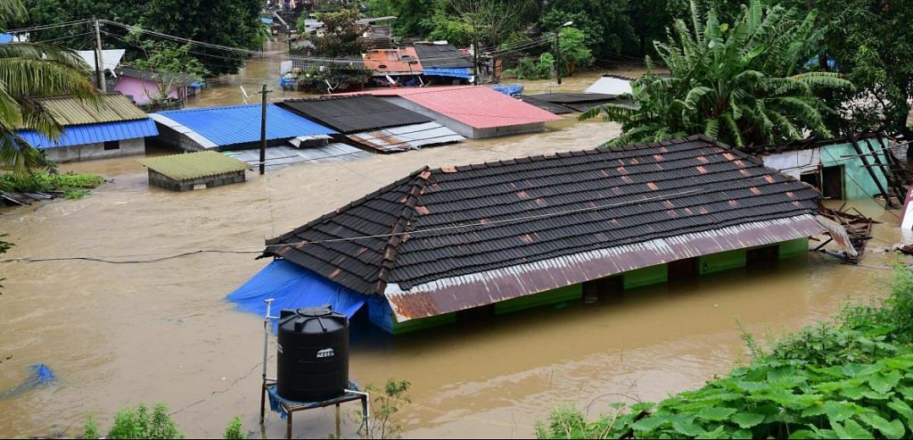 Homes drowned in the Kerala floods