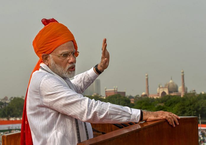 Prime Minister Narendra Modi addressing the nation on the 72nd Independence Day, in New Delhi | PTI