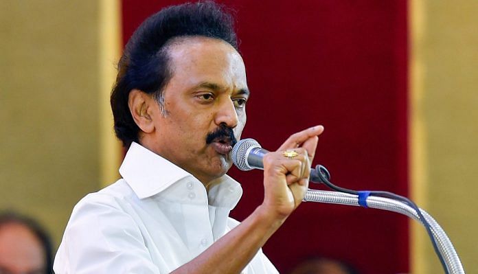 M K Stalin addressing the party's General Council Meeting | PTI