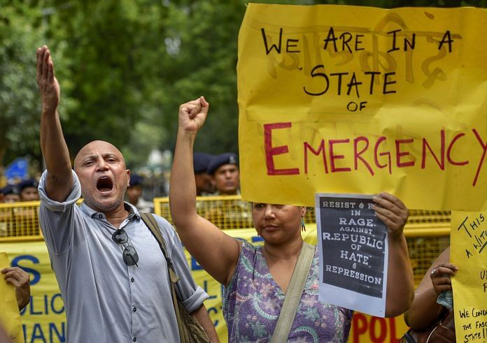 People protesting against the arrest of activists | Ravi Choudhary/PTI