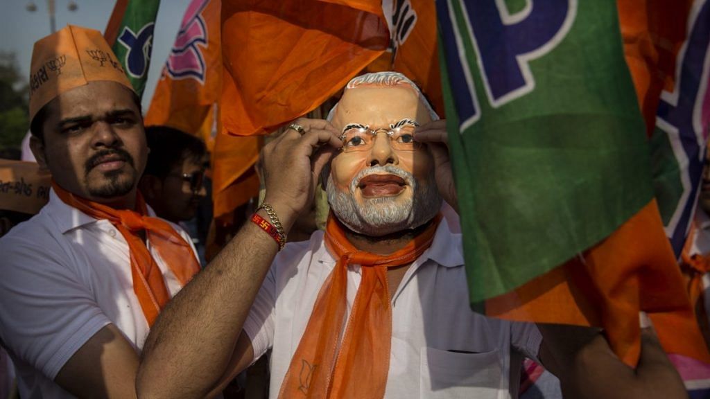 A supporter of the Bharatiya Janata Party in Vadodra | Kevin Frayer/Getty Images