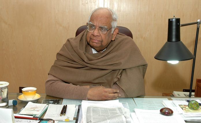 File photo of Somnath Chatterjee at his office in New Delhi, India | Ravi S Sahani/The India Today Group/Getty Images