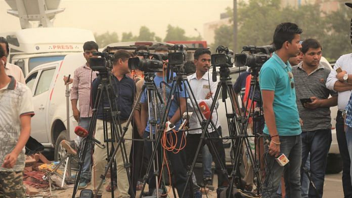 Journalists on duty outside AIIMS in Delhi