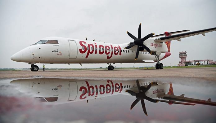 SpiceJet's Bombardier Q400 aircraft