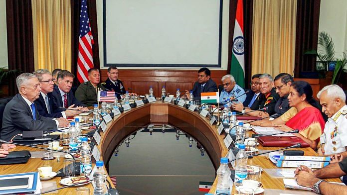 Defence Minister Nirmala Sitharaman and the US Secretary of Defense James Mattis at a delegation level meeting in New Delhi | PTI