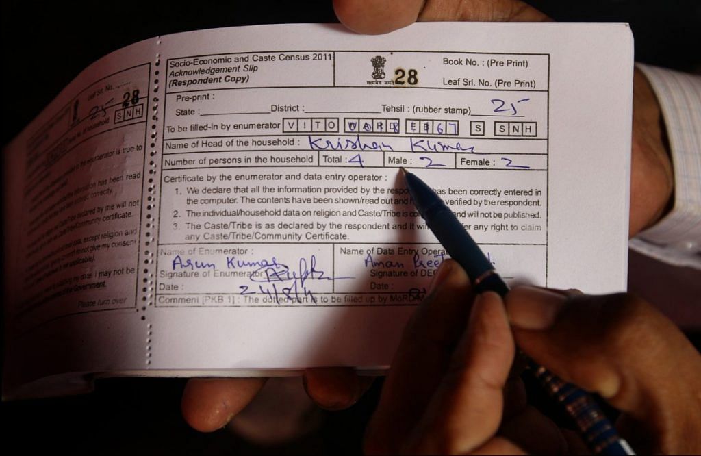 An example of the receipt given to participants in the 2011 caste census in India | Kate Geraghty/The Sydney Morning Herald/Fairfax Media via Getty Images