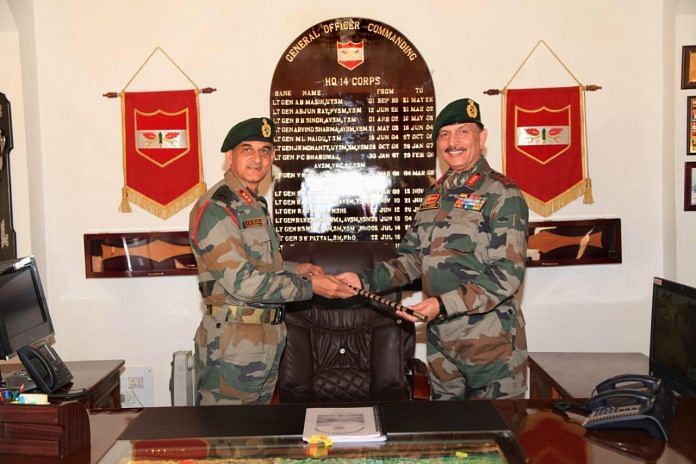 Lt General Y.K. Joshi (right) takes over as the 14 'Fire and Fury' Corps Commander in Leh | Special arrangement