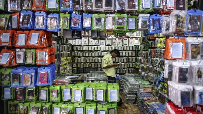 A wholesale stall selling mobile phone accessories in Mumbai | Dhiraj Singh/Bloomberg