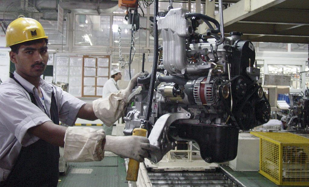 A technician at work in Maruti factory in Gurgaon