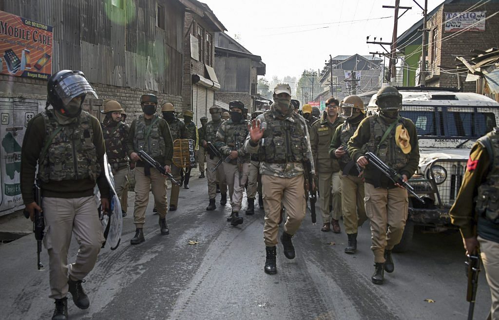 Security personnel leave after an encounter with militants on the outskirts of Srinagar | S Irfan/PTI
