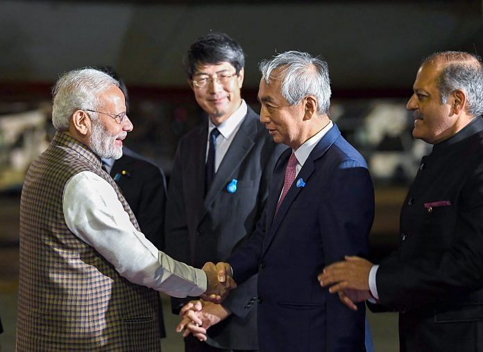 Prime Minister, Narendra Modi with the dignitaries in Japan
