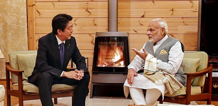 Prime Minister Narendra Modi during a meeting with his Japanese counterpart Shinzo Abe | PTI