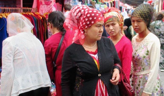 Uyghur Muslim women in the Grand Bazaar in Kashgar, Xinjiang, China