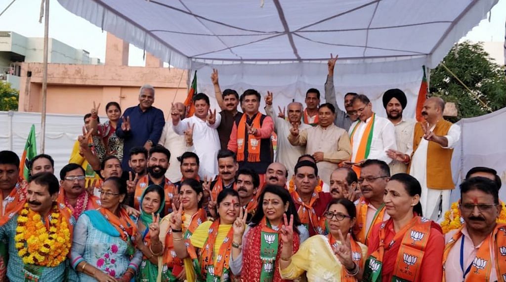 BJP J&K celebrating its victory in the Urban Local Bodies elections