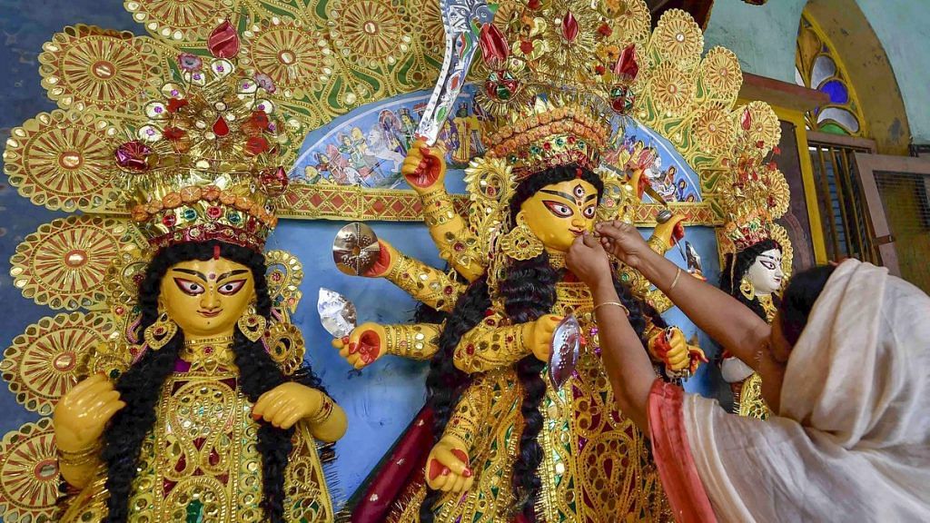 An idol of goddess Durga in Kolkata | Ashok Bhaumik/PTI