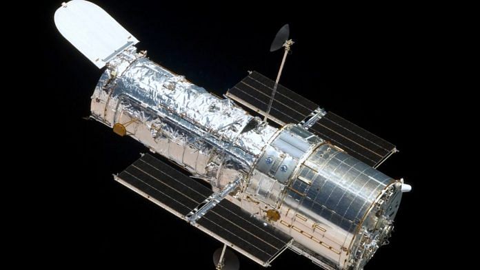 The Hubble Space Telescope as seen from the departing Space Shuttle Atlantis