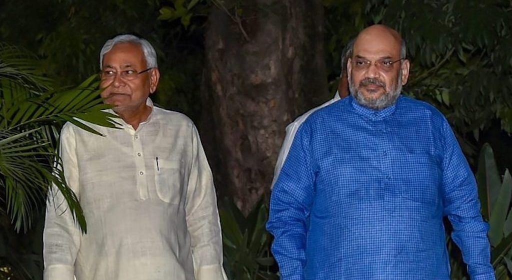 BJP president Amit Shah and Bihar chief minister Nitish Kumar in New Delhi | Manvender Vashist/PTI