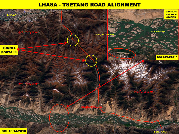 Satellite imagery accessed by ThePrint indicates a 75 km-long four-lane road is being built from Dagze in Lhasa to Tsetang via Samye town