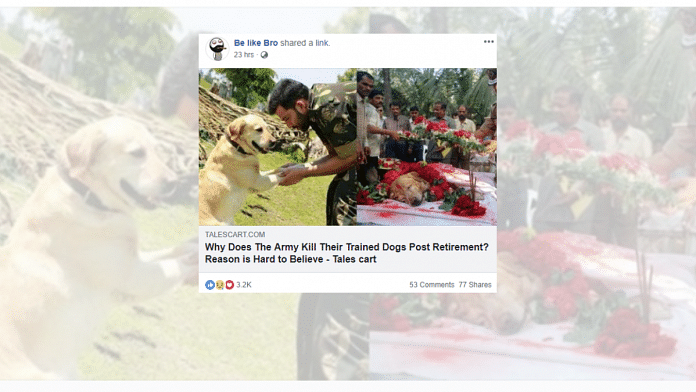 Indian Army doesn't destroy its dogs