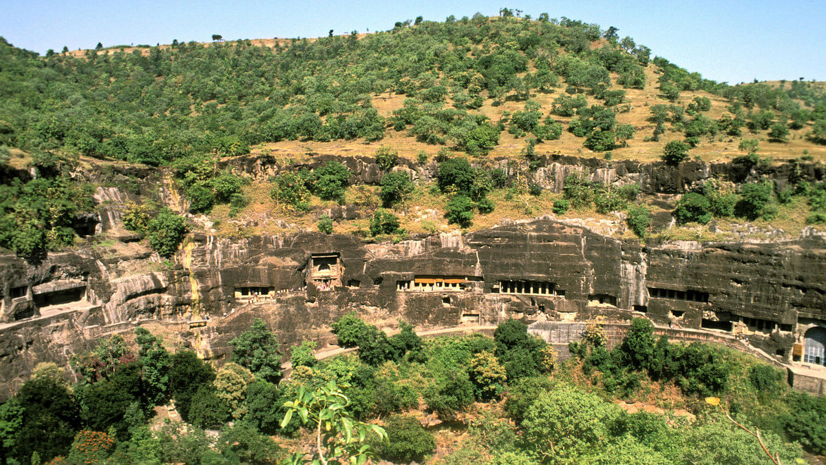 Aerial view of Ajanta and Ellora caves, Maharashtra, India | IndiaPictures/UIG via Getty Images