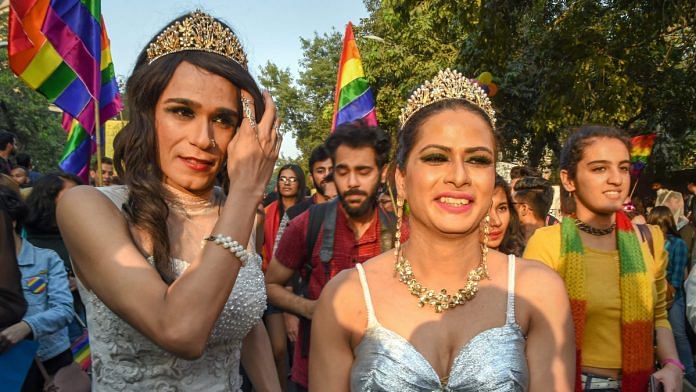 Members and supporters of the LGBT (lesbians, gays, bisexual and transgender) groups during Delhi's Queer Pride march
