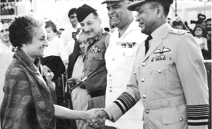 PM Indira Gandhi with her three Chiefs | Arjun Subramaniam, 'India's Wars: A Military History 1947-1971
