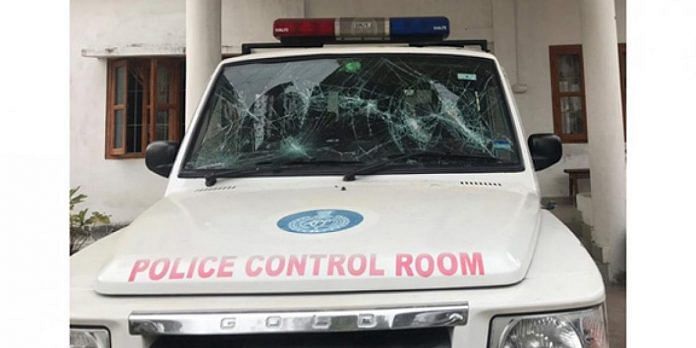 View of a Bomdila PS vehicle allegedly vandalised by Arunachal Scouts personnel | The Arunachal Times