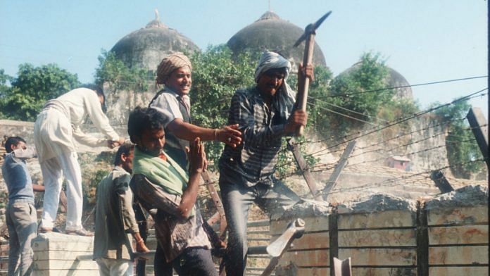Destruction of Babri Masjid, Ayodhya, December 1992 | Robert Nickelsberg/Liaison/Getty Images