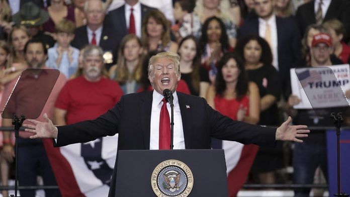 U.S. President Donald Trump speaking during a rally in Nashville on 19 May, 2018