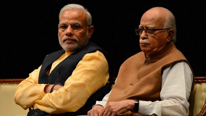 Prime Minister Narendra Modi and senior BJP leader L.K. Advani | Parveen Negi/India Today Group/Getty Images