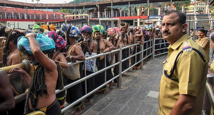 Devotees arrive at Sabarimala temple in Pathanamthitta District | PTI