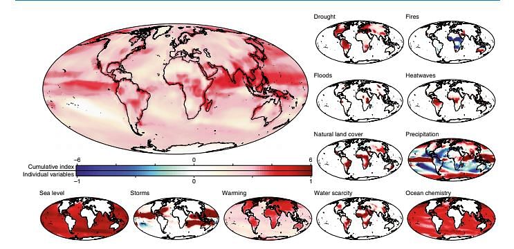 Global map of cumulative climate hazards