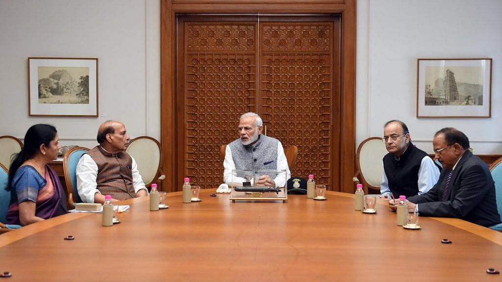 PM Modi with eminent members of his cabinet
