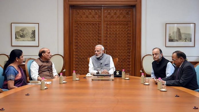 PM Modi with eminent members of his cabinet