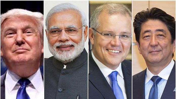 Donald Trump, Narendra Modi, Scott Morrison and Shinzo Abe