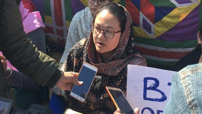 Ranjita Elangbam, Wangkhem’s wife at the protest | By special arrangement