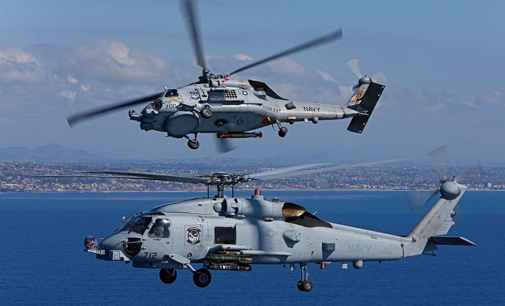 A pair of US Navy Sikorsky MH-60R Seahawks. Sikorsky was later acquired by Lokheed Martin | Lockheedmartin.com