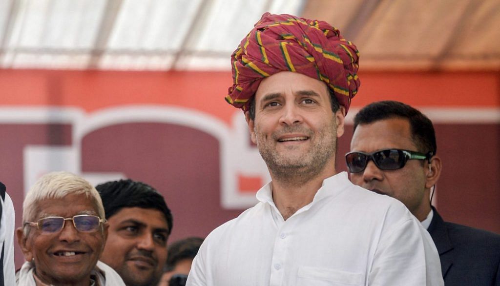 Congress President Rahul Gandhi during an election campaign in Rajasthan