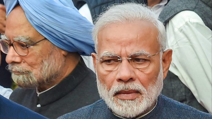 File photo of PM Narendra Modi and former PM Manmohan Singh | PTI