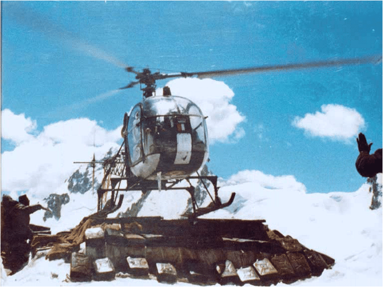 A Cheetah helicopter on a typical Siachen helipad | Air Vice Marshal Manmohan Bahadur VM (retd)