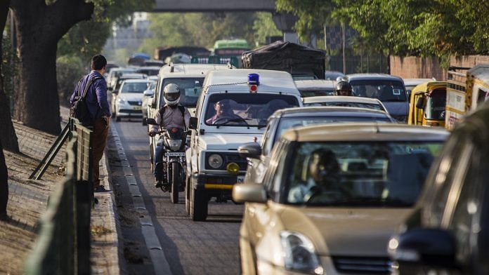 Traffic travels along a road in Delhi | Prashanth Vishwanathan/Bloomberg